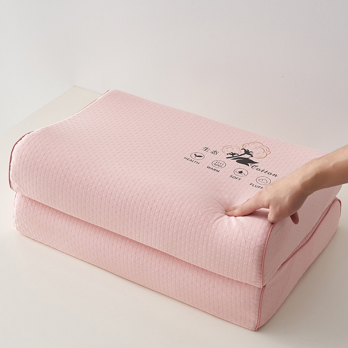 91家纺网 家纺一手货源 找家纺 沃兰国际 2025新款生态乳胶枕枕头枕芯 粉色曲线