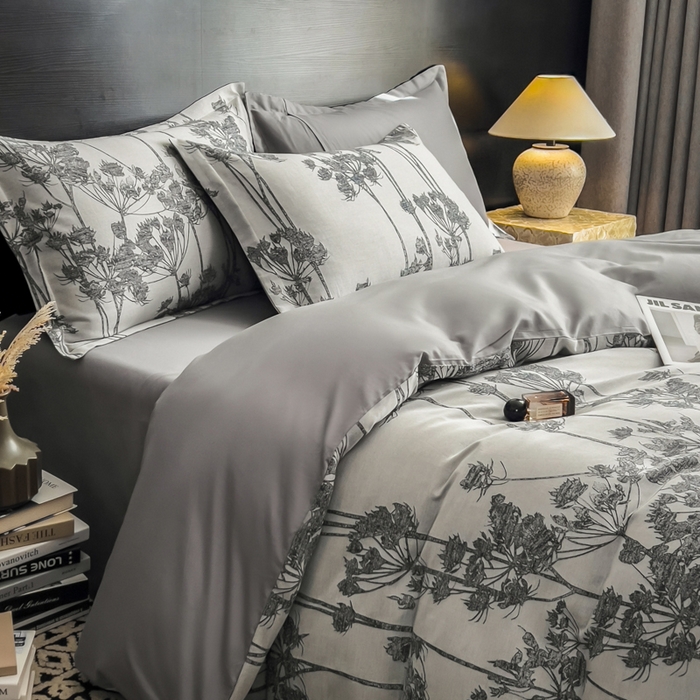 91家纺网 家纺一手货源 找家纺 倾慕家纺 2025新款60S提花全棉四件套 椿屿蓝