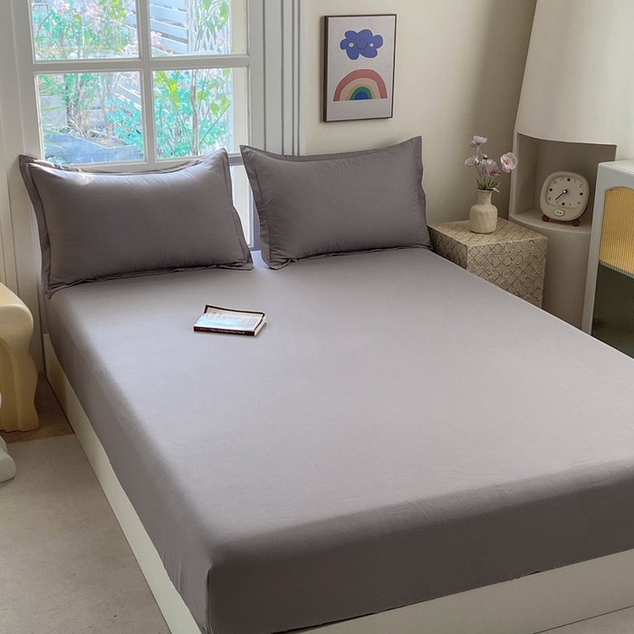 91家纺网 家纺一手货源 找家纺 凌云2025新款13372A类全棉床笠    简约灰