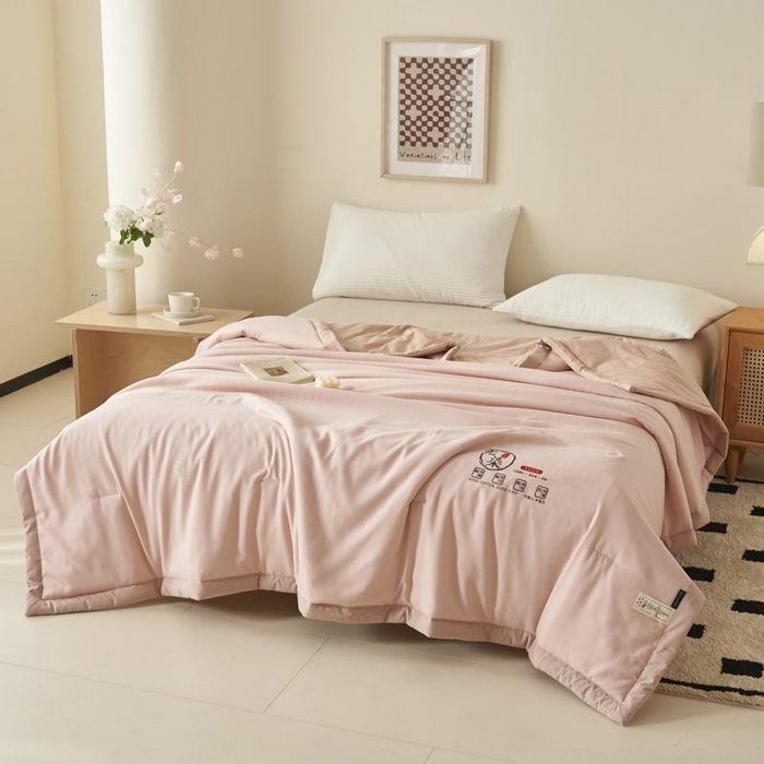 91家纺网 家纺一手货源 找家纺 子由家居 2025新款水洗棉原棉提花大豆夏被被子被芯 原棉-粉