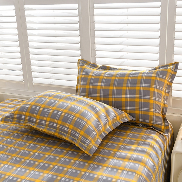 91家纺网 家纺一手货源 找家纺 润淳家居 2025新款A类全棉水洗棉四件套三件套 芳华 黄