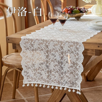 南通大梧纺织 2025新款黛丝/玫琳/伊洛桌旗 伊洛-白