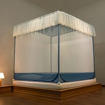 91家纺网 家纺一手货源 找家纺 （总）飞轮海蚊帐 2025新款浪漫花边床笠款三开门方顶蚊帐-Z98