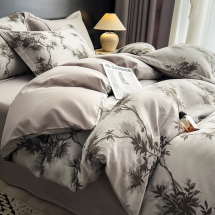 91家纺网 家纺一手货源 找家纺 倾慕家纺 2025新款60S提花全棉单品被套 南枝绿