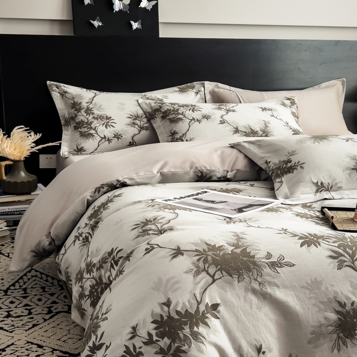 91家纺网 家纺一手货源 找家纺 倾慕家纺 2025新款60S提花全棉单品被套 南枝绿