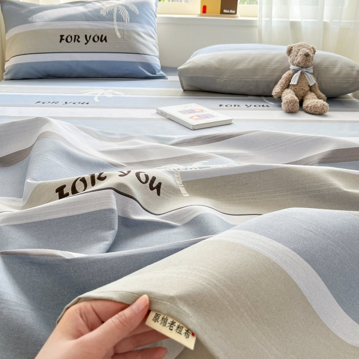 91家纺网 家纺一手货源 找家纺 莱通2025新款原棉老粗布床单 洛曼迪