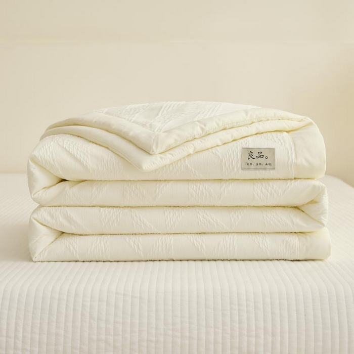 91家纺网 家纺一手货源 找家纺 子由家居 2025新款针织菱形格提花大豆被被子被芯 菱形格-奶白