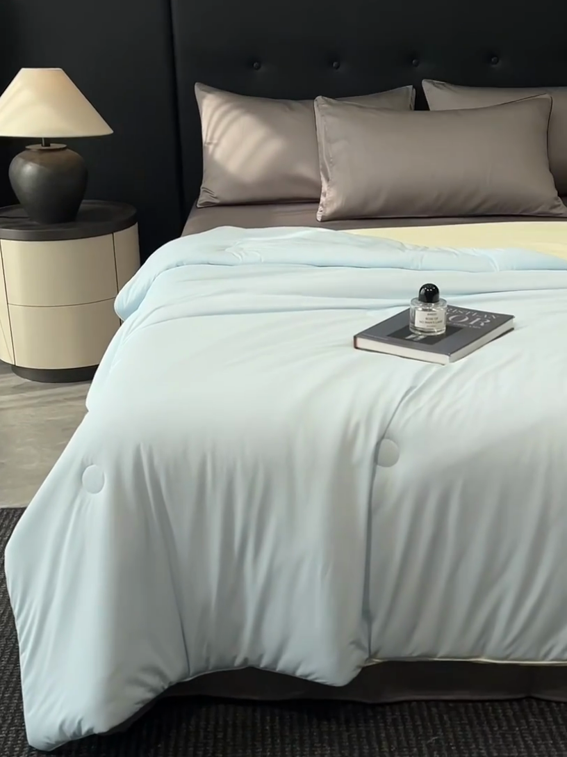 91家纺网 家纺一手货源 找家纺 子由家居 2025新款锦纶凉感大豆纤维夏被被子被芯 即刻凉感-天蓝