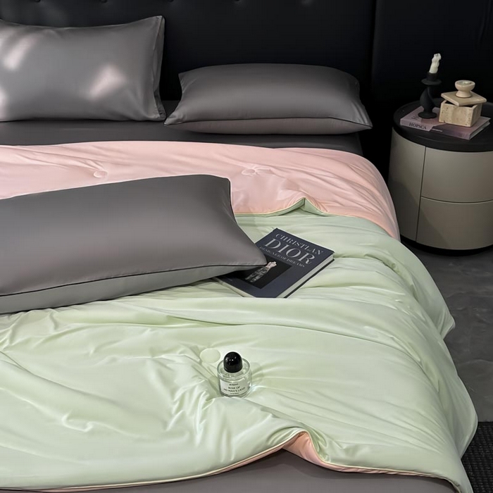 91家纺网 家纺一手货源 找家纺 子由家居 2025新款锦纶凉感大豆纤维夏被被子被芯 即刻凉感-水绿