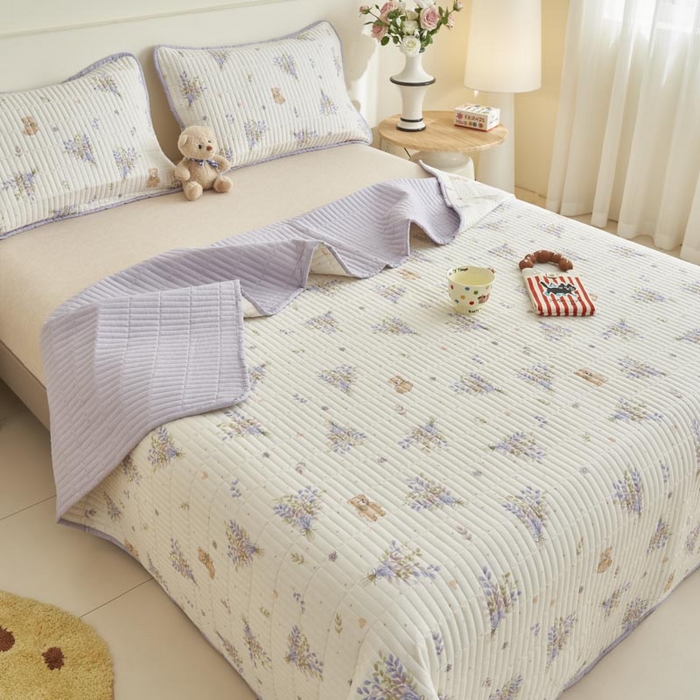 91家纺网 家纺一手货源 找家纺 子由家居 2025新款纯棉印花夹棉床盖 棉花被-花心熊