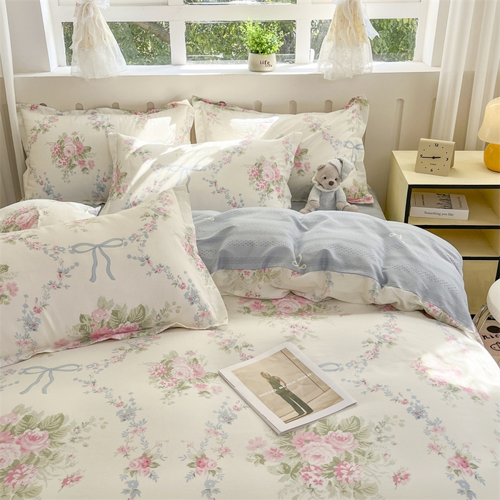 91家纺网 家纺一手货源 找家纺 大吉 2025新款100全棉纯棉喷气小清新被套四件套纯棉三件套床笠四件套单被套单枕套 童话