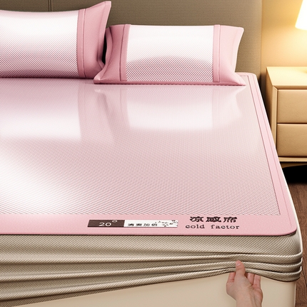 莱轩席业 2025新款轻柔丝凉席冰丝席-凉感席 冰川粉-床笠