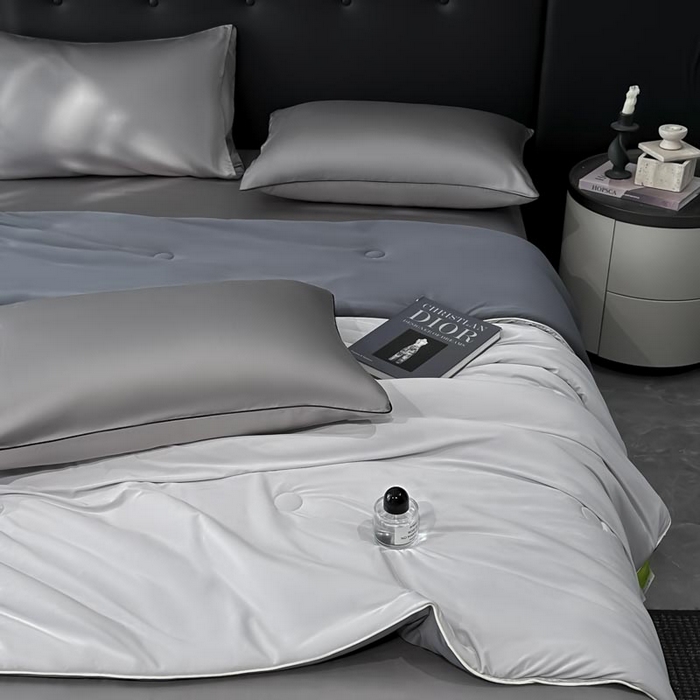 91家纺网 家纺一手货源 找家纺 子由家居 2025新款锦纶凉感大豆纤维夏被被子被芯 即刻凉感-浅灰