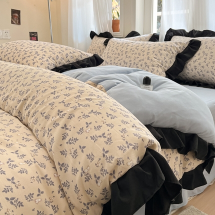 首尔家纺 2025新款针织双层纱四件套系列 兔子乐园