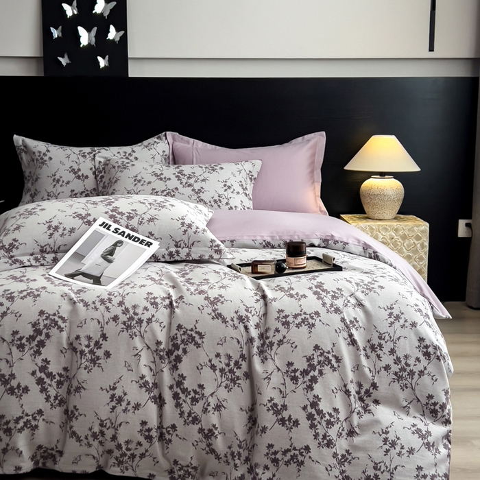 91家纺网 家纺一手货源 找家纺 倾慕家纺 2025新款60S提花全棉四件套 爱玲说紫