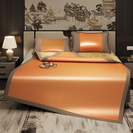 91家纺网 家纺一手货源 找家纺 席佬大 2025新款古藤冰丝双面可用升级藤席学生宿舍席 檀色