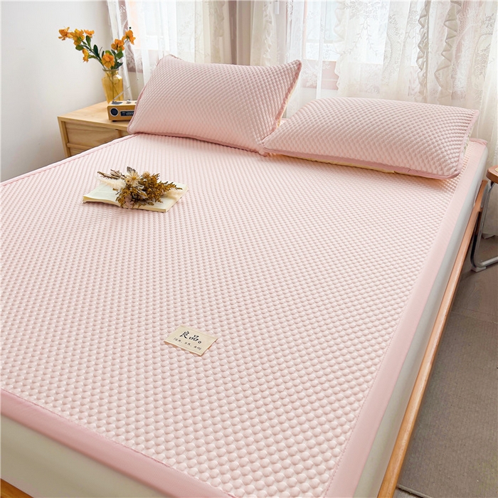 91家纺网 家纺一手货源 找家纺 喜居 2025新款无印风豆豆席宽边平席冰豆豆凉豆豆凉席 浅妃粉