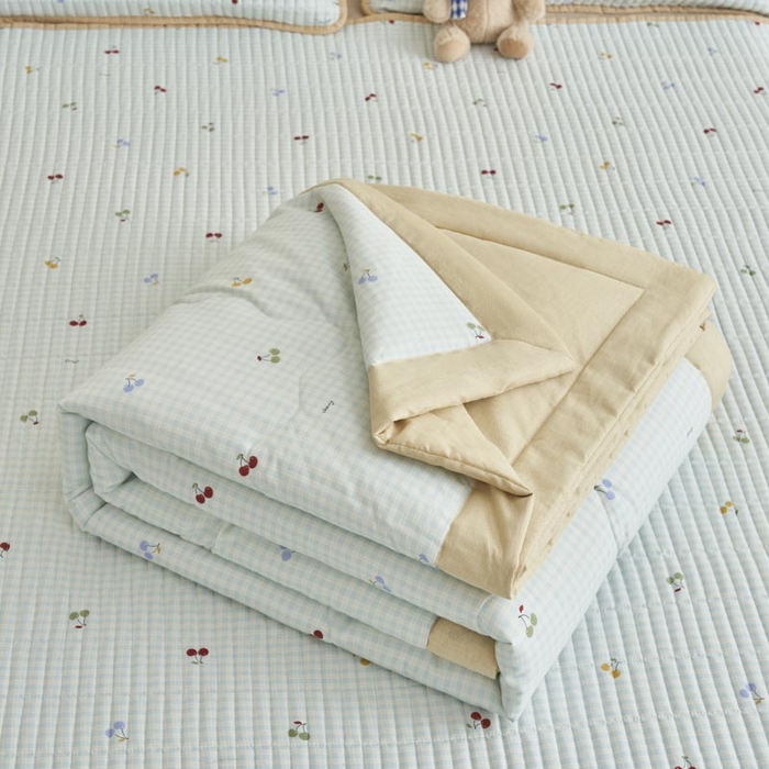 91家纺网 家纺一手货源 找家纺 子由家居 2025新款纯棉新疆棉花被被子被子 棉花被-方格樱桃