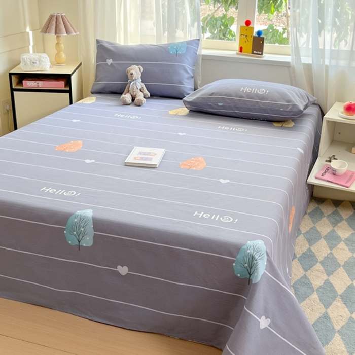 91家纺网 家纺一手货源 找家纺 莱通2025新款原棉老粗布床单 树漫漫