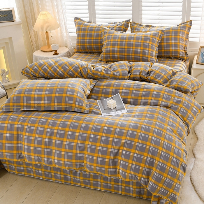 91家纺网 家纺一手货源 找家纺 润淳家居 2025新款A类全棉水洗棉四件套三件套 芳华 黄