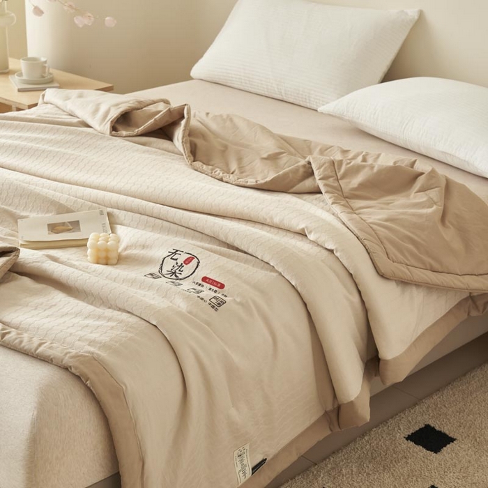 91家纺网 家纺一手货源 找家纺 子由家居 2025新款水洗棉原棉提花大豆夏被被子被芯 原棉-驼色