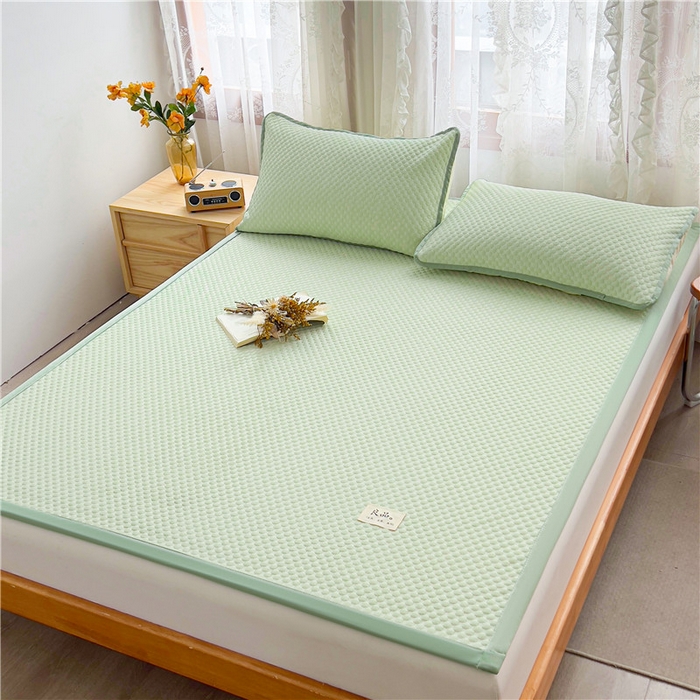 91家纺网 家纺一手货源 找家纺 喜居 2025新款无印风豆豆席宽边平席冰豆豆凉豆豆凉席 奶昔绿