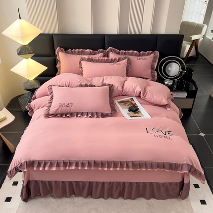 找底底 2025新款亲肤舒适云朵棉刺绣四件套 豆沙