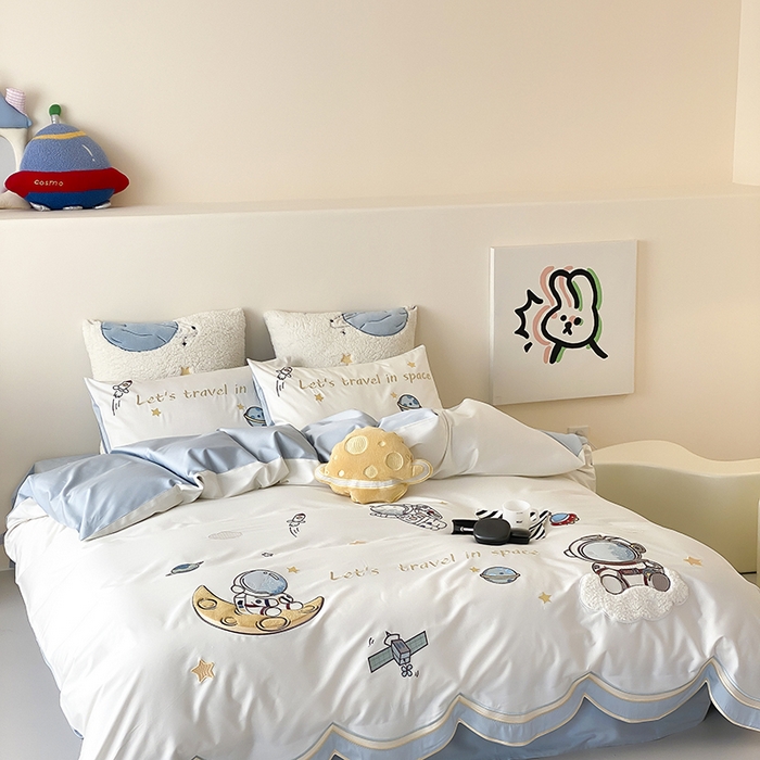 91家纺网 家纺一手货源 找家纺 （总）星野 2025新款双股澳棉精致刺绣四件套-星野追光