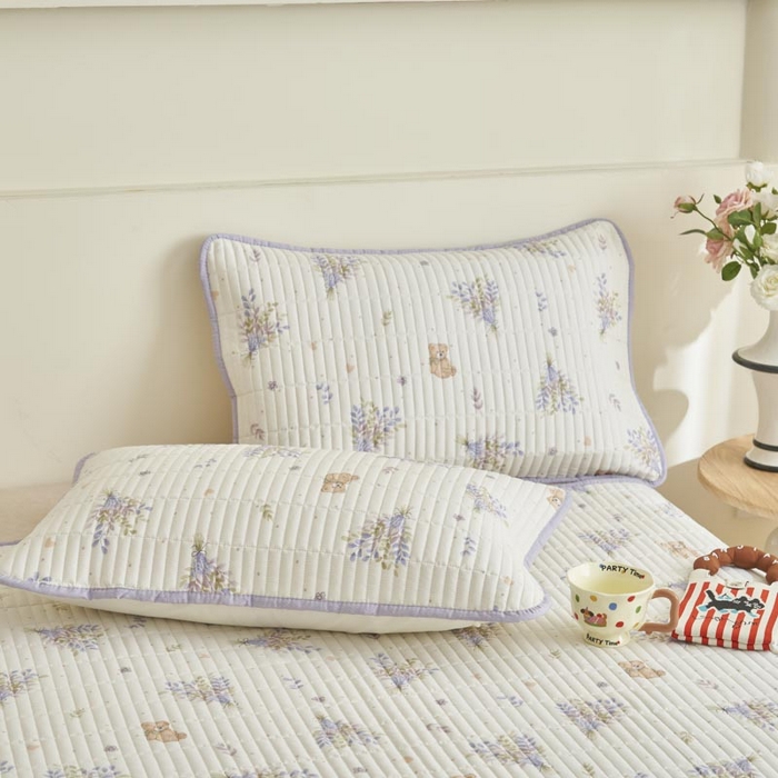 91家纺网 家纺一手货源 找家纺 子由家居 2025新款纯棉印花夹棉床盖 棉花被-花心熊