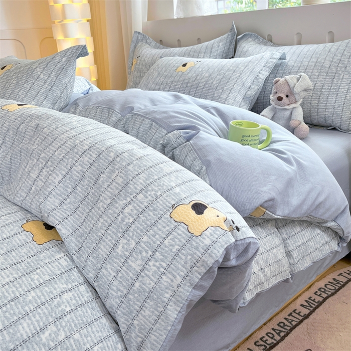 91家纺网 家纺一手货源 找家纺 大吉 2025新款100全棉纯棉喷气小清新被套四件套纯棉三件套床笠四件套单被套单枕套 蜡笔小象