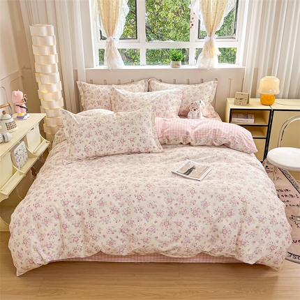 大吉 2025新款100全棉纯棉喷气小清新被套四件套纯棉三件套床笠四件套单被套单枕套 梦幻花园