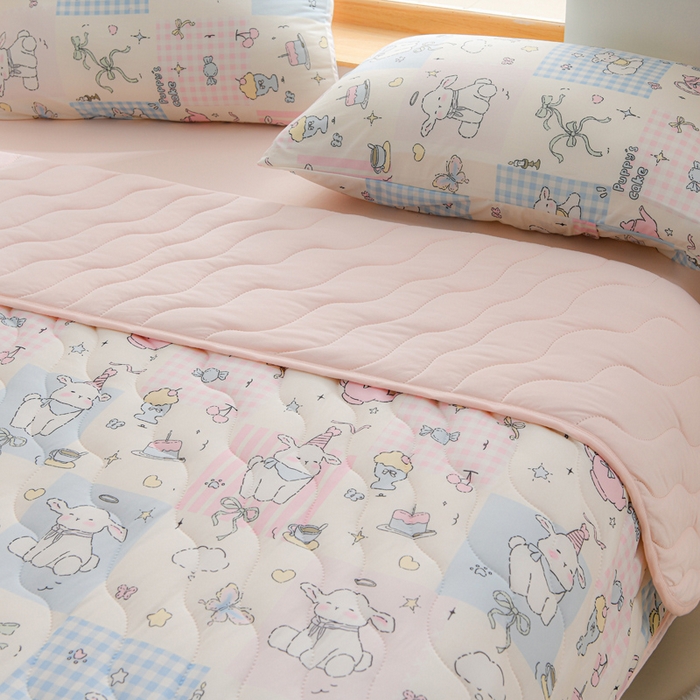 91家纺网 家纺一手货源 找家纺 圣楚 2025新款A类针织棉夏被夏凉被 开心小羊