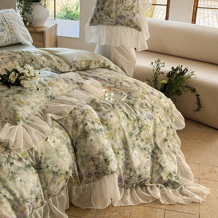 91家纺网 家纺一手货源 找家纺 （总）艾米家居 2025春夏新品A类法式花边天丝棉冰丝四件套