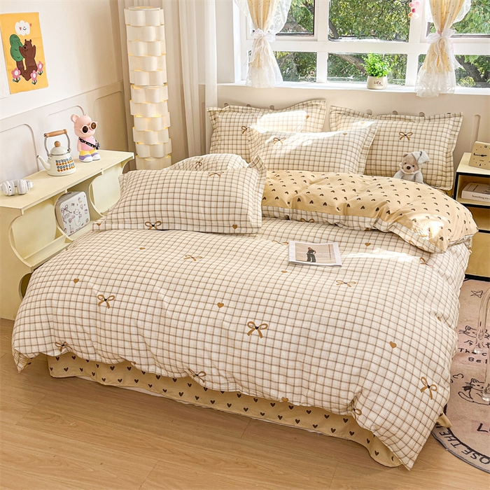 91家纺网 家纺一手货源 找家纺 大吉 2025新款100全棉纯棉喷气小清新被套四件套纯棉三件套床笠四件套单被套单枕套 小欢喜