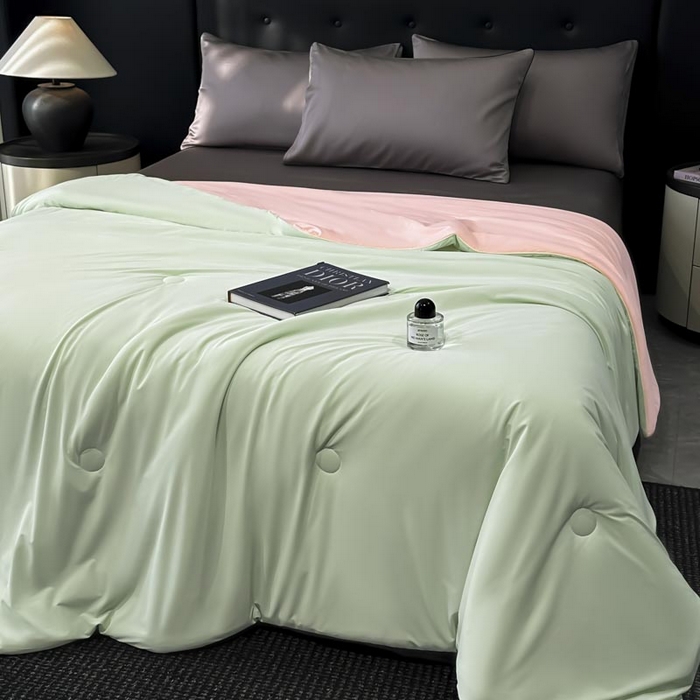 91家纺网 家纺一手货源 找家纺 子由家居 2025新款锦纶凉感大豆纤维夏被被子被芯 即刻凉感-水绿