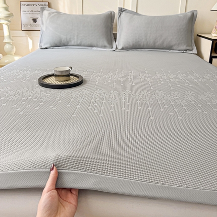 91家纺网 家纺一手货源 找家纺 （总）乐萱家纺 2025新款A类凉感豆豆席三件套PE中分子凉席乙纶凉席床笠