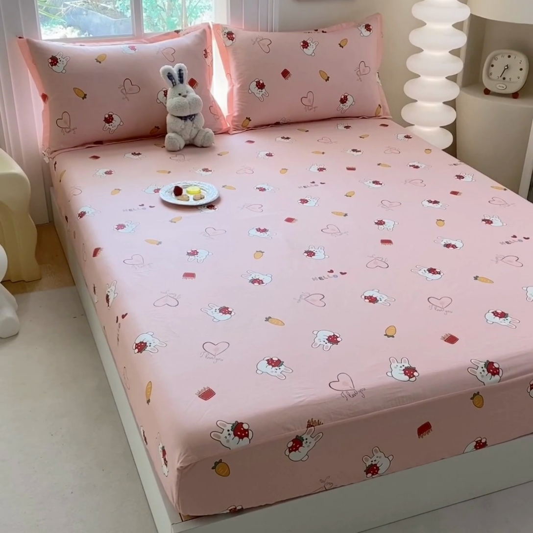 91家纺网 家纺一手货源 找家纺 凌云2025新款13372A类全棉床笠    水果兔