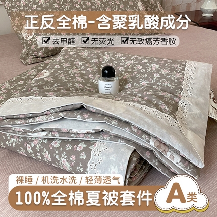 帕拉美拉 2025新款全棉法式风玉米夏被春秋被玉米被三件套四件套 清茶小熊（咖）