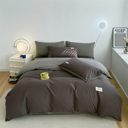 91家纺网 家纺一手货源 找家纺 （总）798家纺 2025新款全棉13070纯色双拼系列四件套场景二