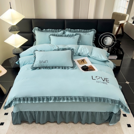 找底底 2025新款亲肤舒适云朵棉刺绣四件套 水绿