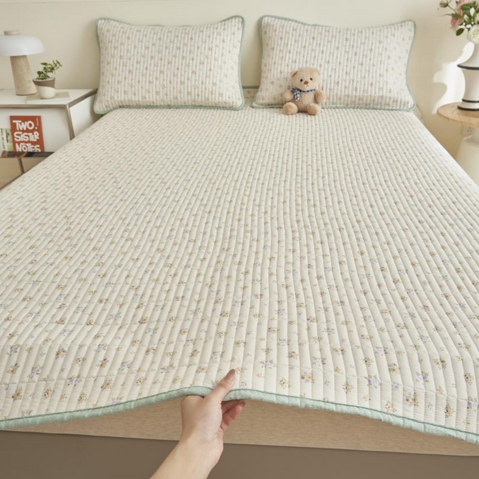 91家纺网 家纺一手货源 找家纺 子由家居 2025新款纯棉印花夹棉床盖 棉花被-花艺