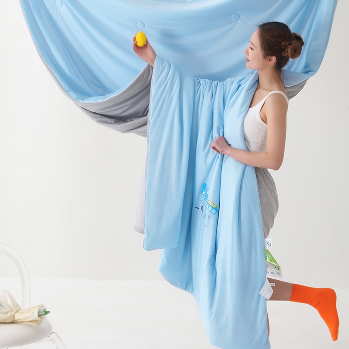 91家纺网 家纺一手货源 找家纺 优布加2025新款亲肤舒适凉感丝夏被夏凉被空调被 冰凉蓝灰