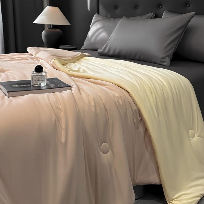 91家纺网 家纺一手货源 找家纺 子由家居 2025新款锦纶凉感大豆纤维夏被被子被芯 即刻凉感-浅玉