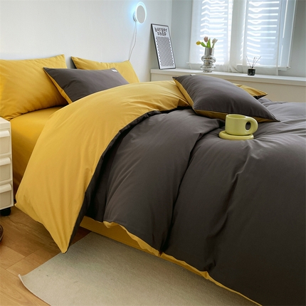 91家纺网 家纺一手货源 找家纺 （总）798家纺 2025新款全棉13070纯色双拼系列单被套场景二