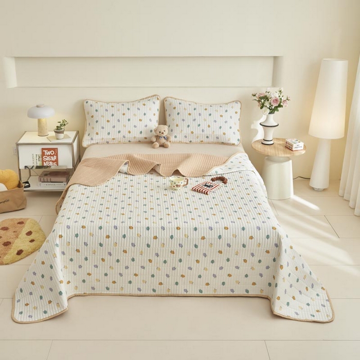 91家纺网 家纺一手货源 找家纺 子由家居 2025新款纯棉印花夹棉床盖 棉花被-丰收