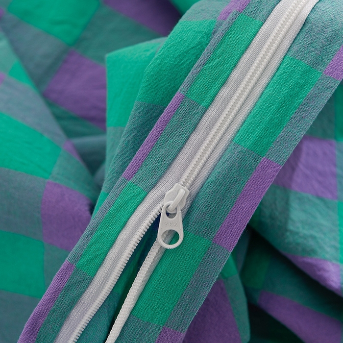 91家纺网 家纺一手货源 找家纺 润淳家居 2025新款A类全棉水洗棉四件套三件套 蓝紫三分格