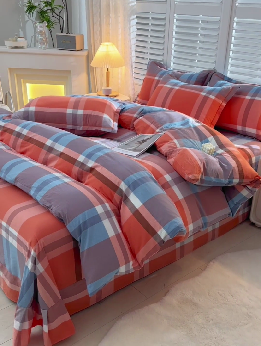 91家纺网 家纺一手货源 找家纺 润淳家居 2025新款A类全棉水洗棉四件套三件套 爱丁堡 桔