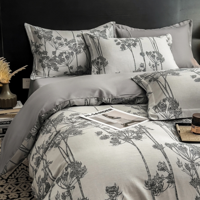 91家纺网 家纺一手货源 找家纺 倾慕家纺 2025新款60S提花全棉四件套 椿屿蓝