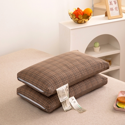 91家纺网 家纺一手货源 找家纺 （总）枕之坊 2025新款全棉色织水洗棉双拼简格荞麦枕