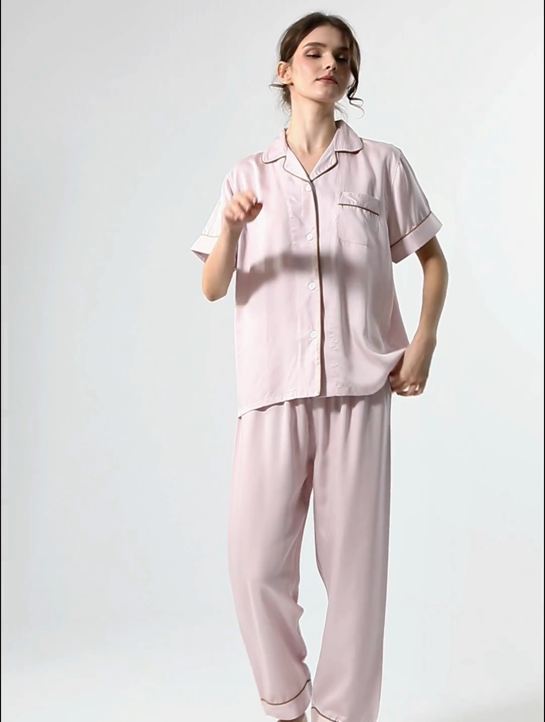 91家纺网 家纺一手货源 找家纺 欧夏家纺 2025新款莱赛尔天丝睡衣家居服 胭脂紫